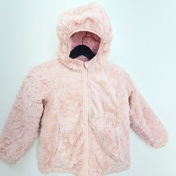 The North Face Blush Pink Sherpa Teddy Reversible Winter Coat Jacket Toddler Gir - Picture 1 of 11